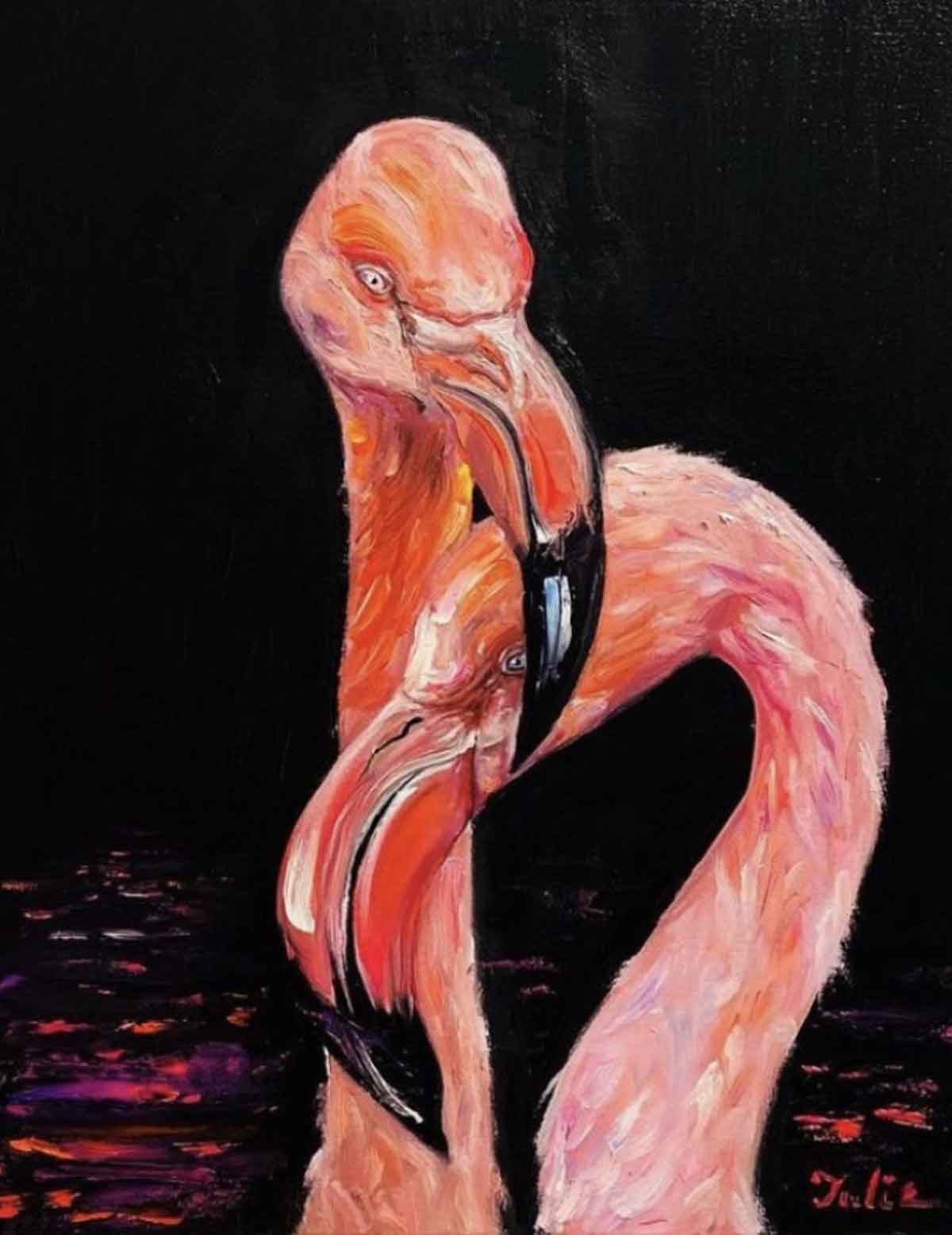 Flamingos in love
