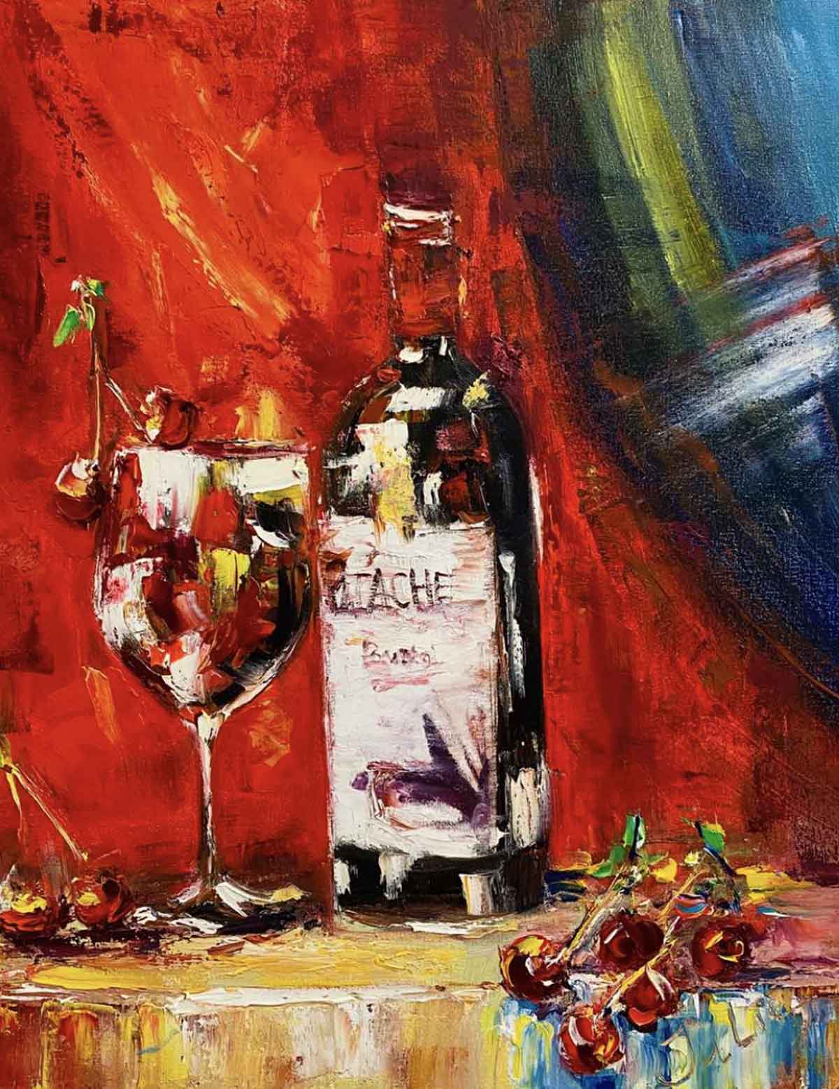Wine and cherries