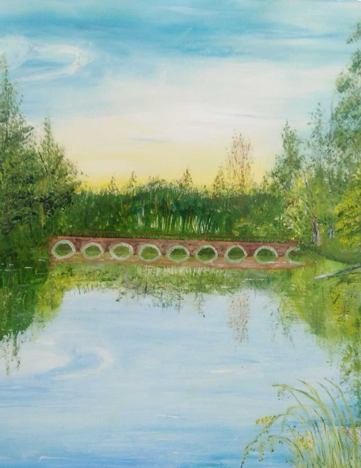 Pond in the park of the village of Synytsia