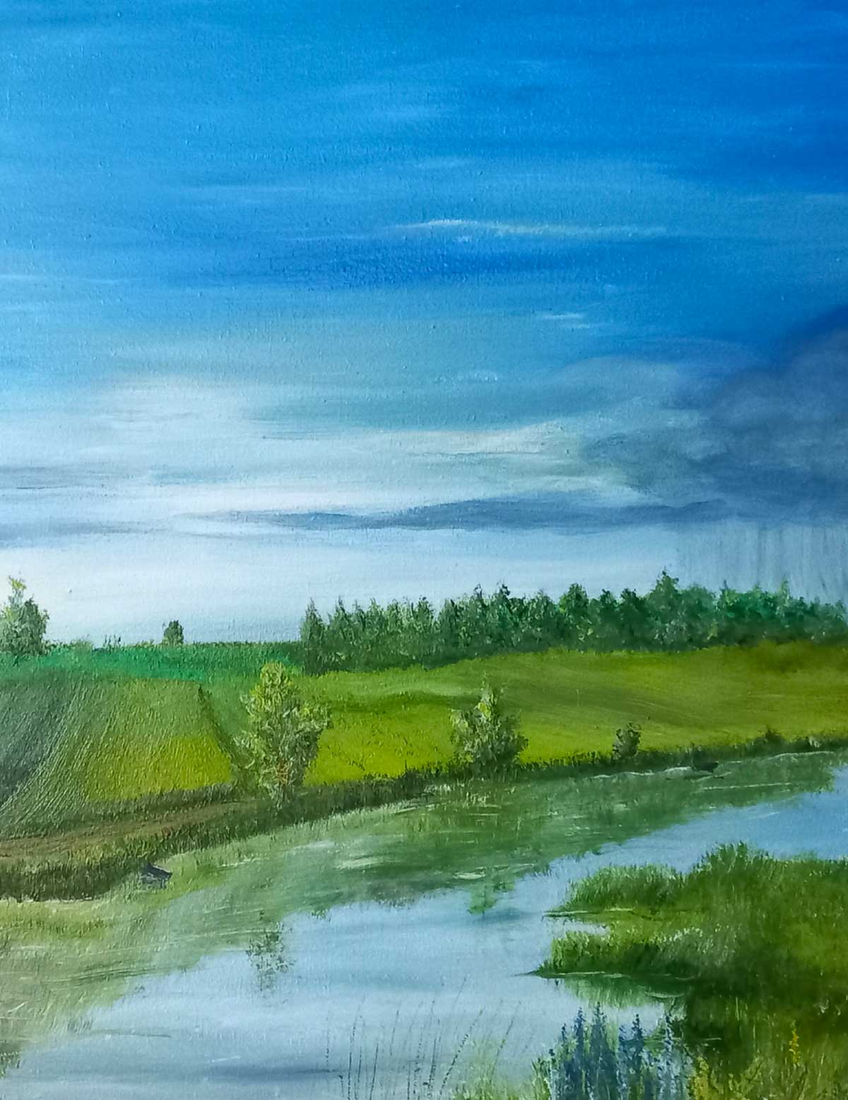 Thunderstorm. Pond